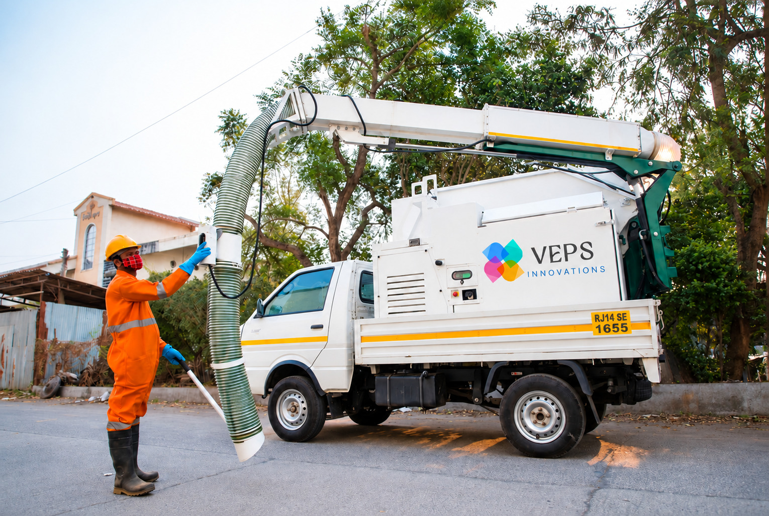 VEPS vacuum-based litter picker machine in operation